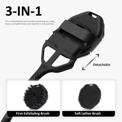 QiaKeoo long-handle back scrubber in black for easy reach