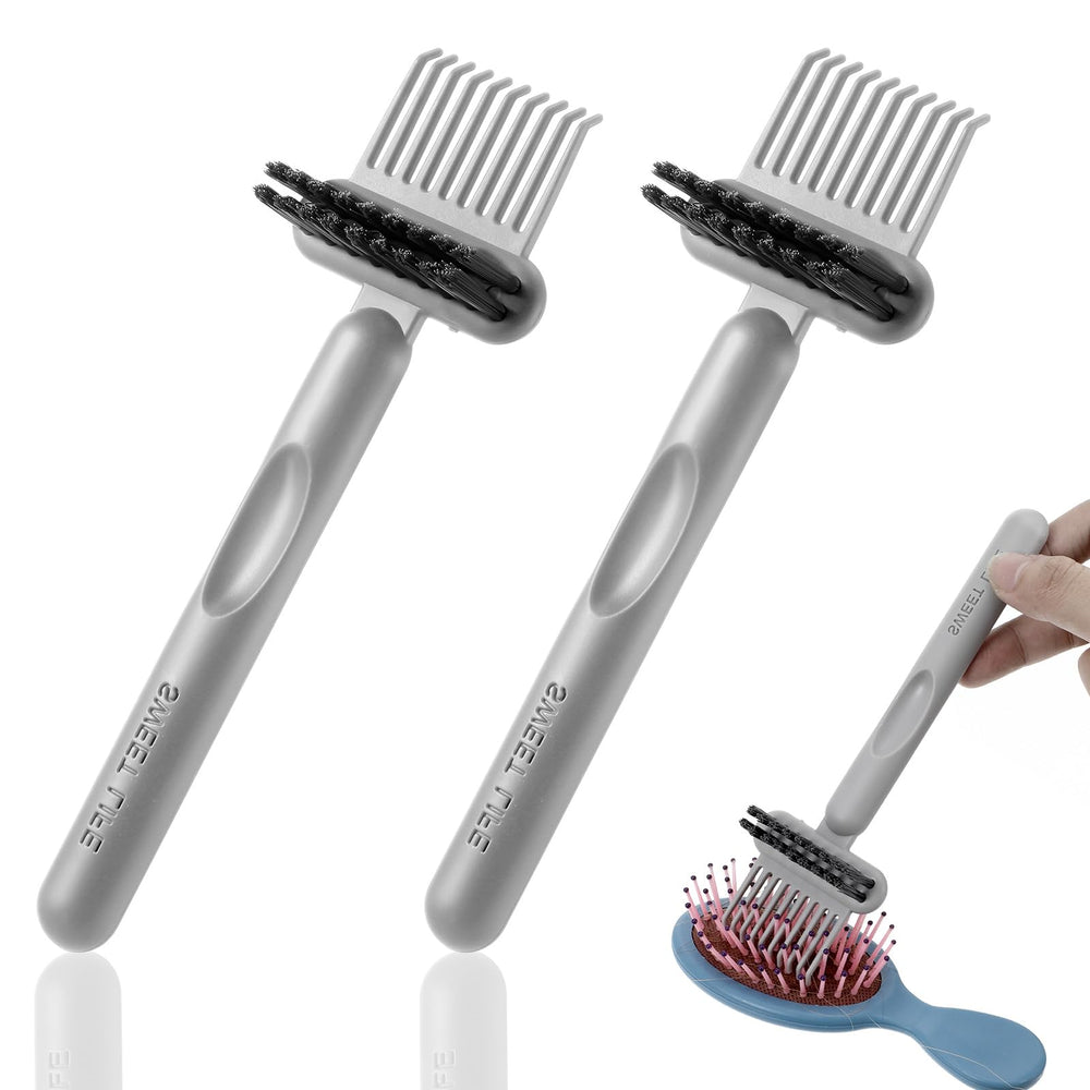 Qianyu 2-in-1 hair brush cleaner front view showing compact ergonomic handle for easy cleaning.