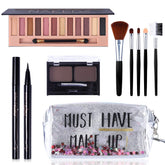 QiBest All in One Makeup Kit eyeshadow palette with nude shimmer shades for versatile looks.