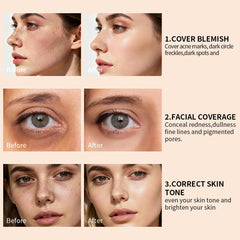 QIC Pot Concealer under-eye swatch showing effective dark-circle brightening.