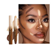 QIDSTERS 2in1 contour highlighter stick dual-ended demonstrates natural shadow and lifted definition.