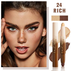 QIDSTERS neutral bronzer stick delivers creamy glide for seamless dimension.
