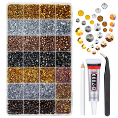 Qiipii 28 grids box opens showing eight-color rhinestones for crafting inspiration.