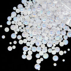 qiipii white AB half-round pearl 4mm close-up for nail art and small jewelry embellishment.