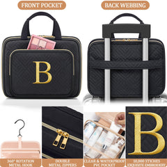 Qinline initial makeup bag folded compact for travel