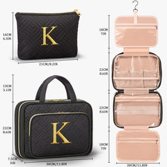 Qinline initial makeup bag open reveals organized compartments