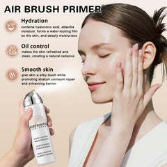 QIUFSSE foundation brush applying airbrushed makeup for seamless finish.