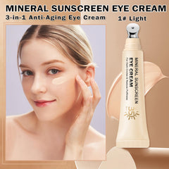 QIUFSSE Mineral Sunscreen Eye Cream applicator tip demonstrates precise application around the eyes.