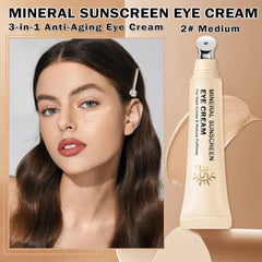 QIUFSSE mineral sunscreen SPF 35 application highlights lightweight protection for delicate eye area.