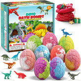 Qivatex bath bomb with hidden dinosaur toy inside for exciting bath time.