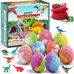 Qivatex bath bomb with hidden dinosaur toy inside for exciting bath time.