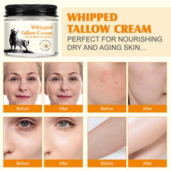 QJCWXIAOX beef tallow and honey cream applied on face demonstrates quick-absorbing moisture