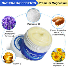 QJCWXIAOX Magnesium Cream ingredients almond oil close-up highlighting nourishing ingredients.