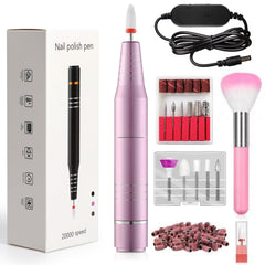 QPVZX Electric Nail Drill pink set closeup shows sleek design for precise at-home manicures