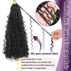 QQPIKHU goddess box braids curly ends for lightweight, long-lasting texture