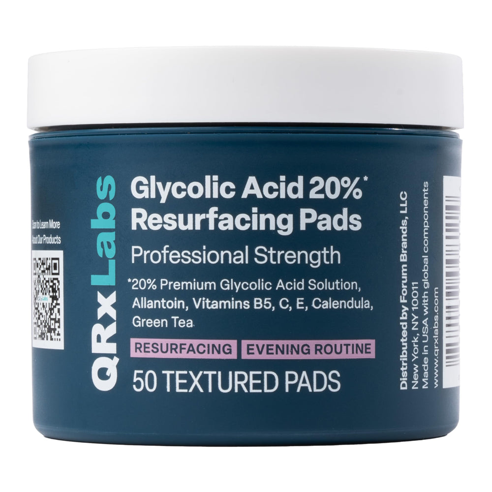 QRxLabs Glycolic 20% pads pad-application close-up for smoother texture
