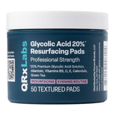 QRxLabs Glycolic 20% pads pad-application close-up for smoother texture