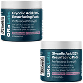 QRxLabs glycolic 20% resurfacing pads box for at-home exfoliation and smoother skin.