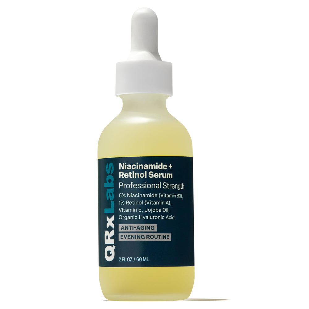 QRxLabs Niacinamide Serum bottle close-up showing premium packaging and brightening potential