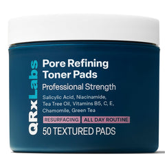 QRxLabs Pore Refining Toner Pads packaging — refreshing, pore-minimizing skincare.