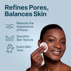 QRxLabs Pore Refining Toner Pads pad close-up — gentle exfoliation for pores.