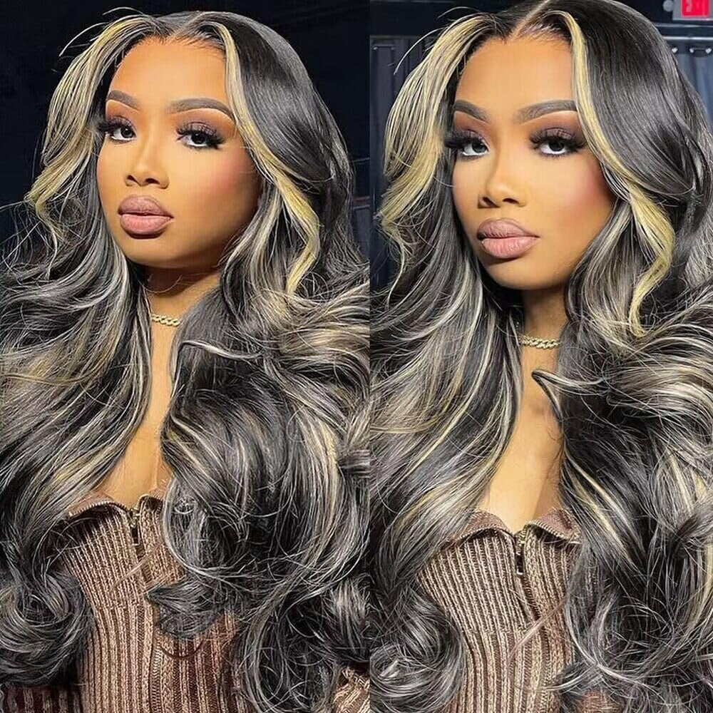 QUANDIAN 28-inch balayage lace-front wig front view with natural hairline for seamless daily wear.