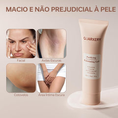 QUARXERY exfoliating gel texture closeup demonstrates gentle exfoliation action.