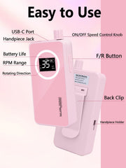 Qaucdlnd Nail Drill ergonomic and lightweight design for fatigue-free manicures.