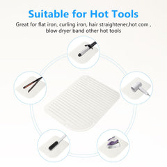 Quccefods curling iron mat used as vanity organizer for storage
