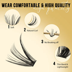 QUEWEL Lash Clusters soft natural look blending with real lashes