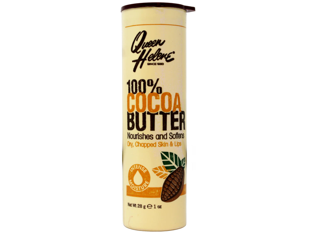Queen Helene barra de manteca de cacao de 1 oz en envase compacto para hidratación diaria.