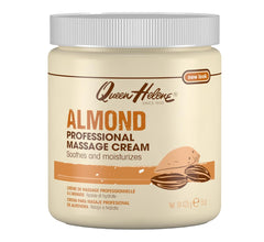 Queen Helene professional almond massage cream jar showcases rich texture for spa-quality moisturizing.
