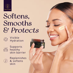 Queen of Shea hair use illustrates nourishing moisture for healthy shine