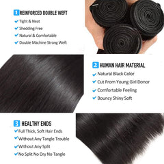 Queenset straight bundles 12-inch natural black length display for quick stylish updates