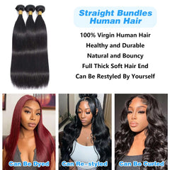 Queenset straight bundles 14-inch natural black length display for versatile styling