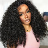 Querary Kinky Curly Half Wig 20inch worn by model for natural volume.