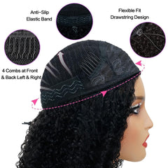 Querary Kinky Curly Half Wig flip-over look demonstrates versatile styling.
