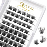 QUEWEL cluster lashes 72pcs wide stem for natural look at home