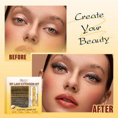 QUEWEL lash clusters 40D lashes create soft, natural-looking wisps.