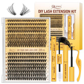 QUEWEL lash clusters kit box showcases a complete DIY lash set for home use.