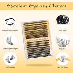 QUEWEL lash clusters 30D-40D close-up offering natural wispy volume option.