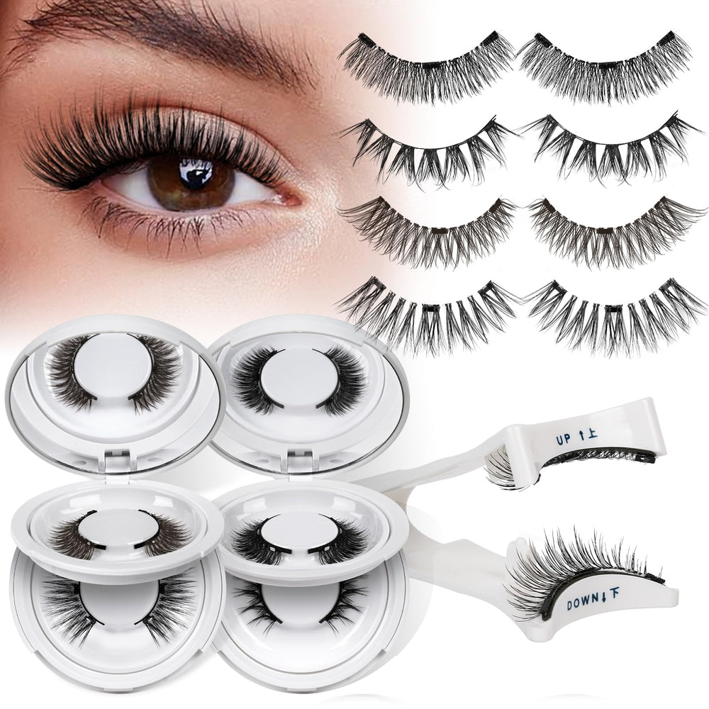 QUEWEL No Glue Magnetic Eyelashes kit contents show quick, glue-free setup