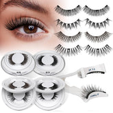 QUEWEL No Glue Magnetic Eyelashes kit contents show quick, glue-free setup