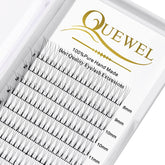 QUEWEL premade fans on tray for fast professional lash applications
