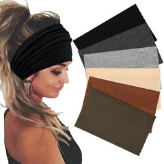 QUEXIUYIN 6-pack extra wide headbands, black color, secure during workouts and outdoor activities