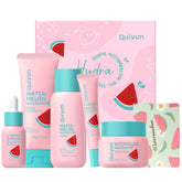 QUIYUM Watermelon Serum bottle pouring provides hydration for a dewy complexion