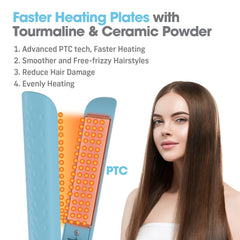 QUICO ceramic-tourmaline plates deliver salon-like smoothness and reduced frizz.