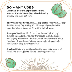 Quinn's Pure Castile Peppermint foamy-lather shows rich moisturizing lather.