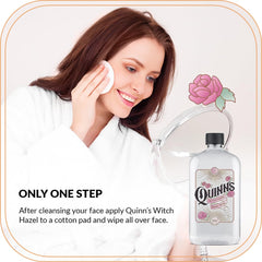 Quinn's Witch Hazel bottle used as a multi-use cleanser toner moisturizer.