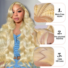 Quiport 613 lace-front wig Swiss lace coverage showing breathable cap and part versatility.